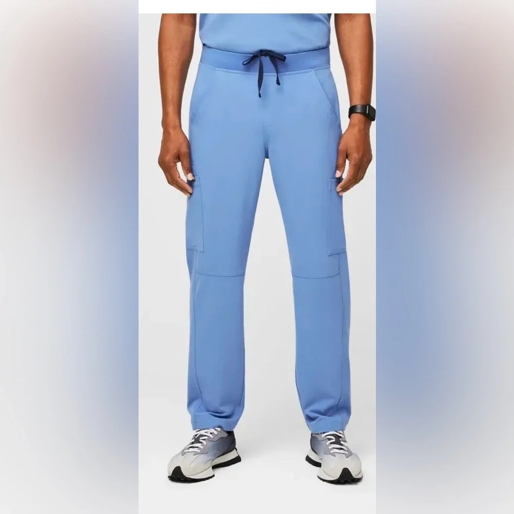 FIGS Men’s Axim Cargo 7 Pocket Pull On Caribbean Blue Scrub Pant Size M-S